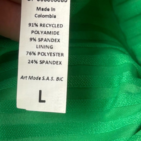 Maaji Enchanting Emerald Parade Long Line Bikini Top Sz M String Tie Bottom Sz L - Picture 7 of 8